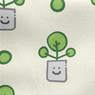 Cartoon Home Potted Plants Jersey Backed Fleece