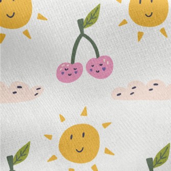 Cherry And Sun Jersey Backed Fleece
