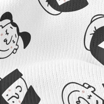 Happy Hand Drawn Girl Stretch Jersey