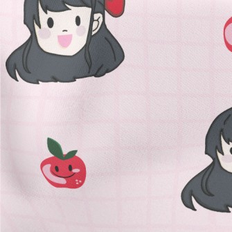 Comic Girl With Apple Lightweight Cotton Poplin