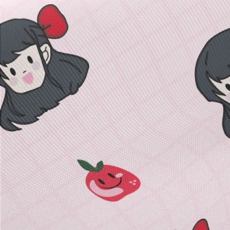 Comic Girl With Apple Midweight Cotton Poplin