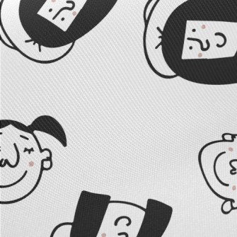 Happy Hand Drawn Girl Midweight Cotton Poplin