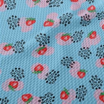 Strawberry Berries And Floral  Birdseye Piqué