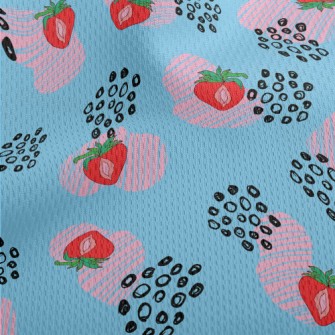 Strawberry Berries And Floral  Athletic Mesh Flat Back