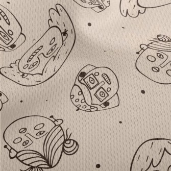 Hand Drawn Funny Woman Face Athletic Mesh Flat Back