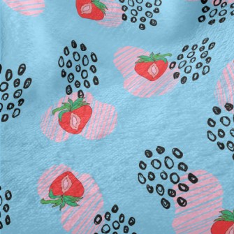 Strawberry Berries And Floral  Minky