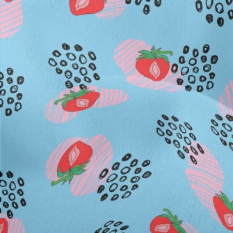 Strawberry Berries And Floral  Lightweight Performance Linen