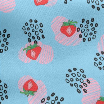 Strawberry Berries And Floral  Jersey Backed Fleece