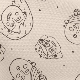 Hand Drawn Funny Woman Face Pongee