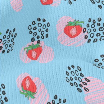 Strawberry Berries And Floral  Stretch Jersey