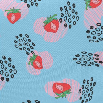 Strawberry Berries And Floral  Midweight Cotton Poplin