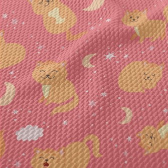 Lazy Tumbling Kitten Birdseye Piqué