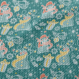 Happy Line Snowman Birdseye Piqué