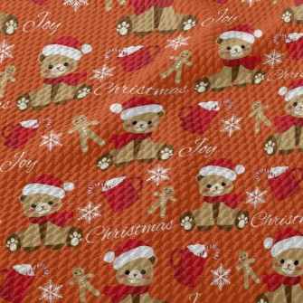 Christmas Gingerbread Bear Birdseye Piqué