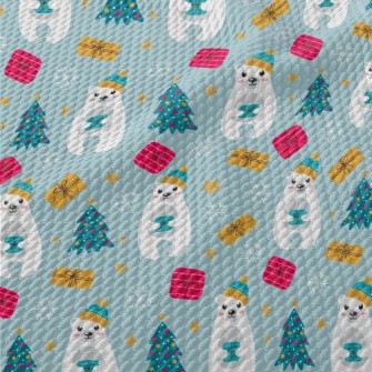 Cute Christmas Polar Bear Birdseye Piqué