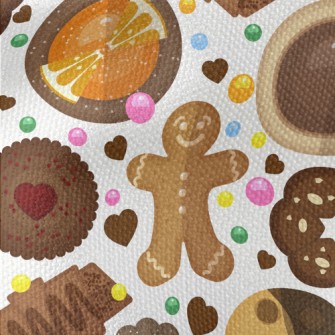 Gingerbread Checkerboard Cooki Waterproof Canvas