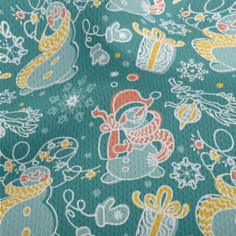 Happy Line Snowman Athletic Mesh Flat Back