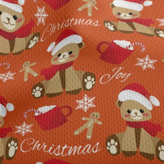Christmas Gingerbread Bear Athletic Mesh Flat Back