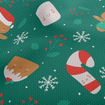 Cute Gingerbread Man With Cane Athletic Mesh Flat Back