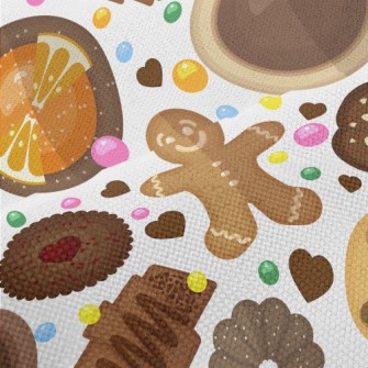 Gingerbread Checkerboard Cooki Performance Linen