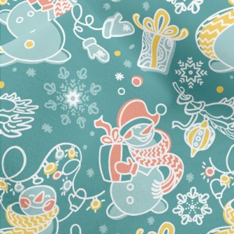 Happy Line Snowman Micro Fleece