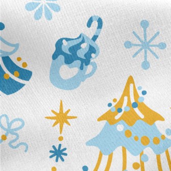 Beautiful Decorated Christmas  Jersey Backed Fleece