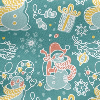 Happy Line Snowman Jersey Backed Fleece