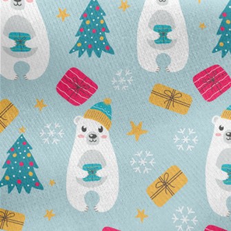 Cute Christmas Polar Bear Jersey Backed Fleece