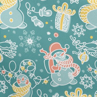 Happy Line Snowman Pongee