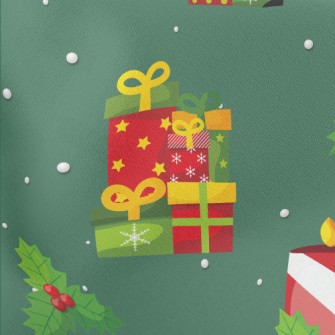 Christmas Tree Snowman And Old Lightweight Cotton Poplin