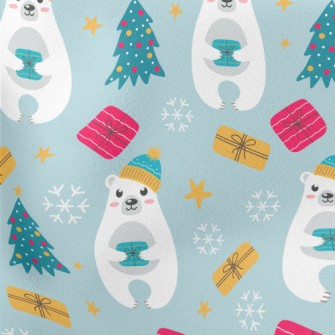 Cute Christmas Polar Bear Lightweight Cotton Poplin