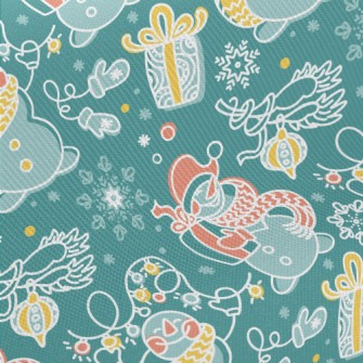 Happy Line Snowman Midweight Cotton Poplin