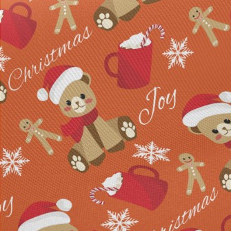 Christmas Gingerbread Bear Midweight Cotton Poplin