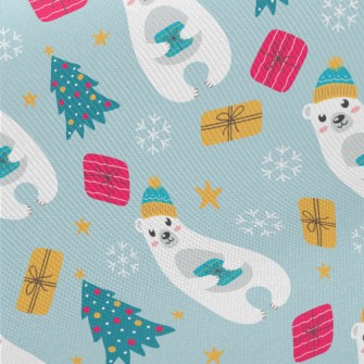 Cute Christmas Polar Bear Midweight Cotton Poplin