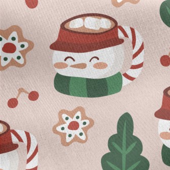 Snowman Mug Cocoa Jersey Backed Fleece