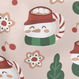 Snowman Mug Cocoa Lightweight Cotton Poplin