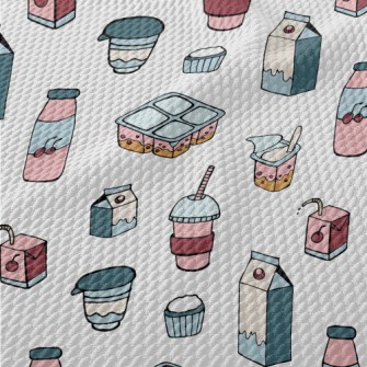 Hand Drawn Berry Dairy Product Birdseye Piqué