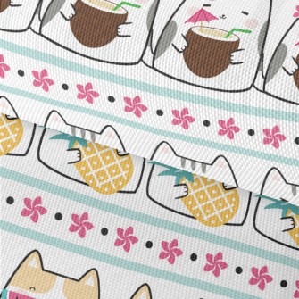 Cute Cat Eating Fruit Waterproof Oxford