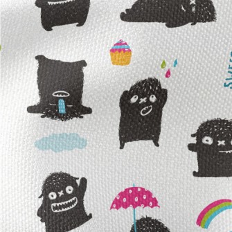 Happy Little Black Monster Waterproof Canvas