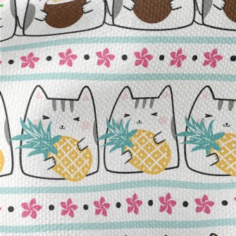 Cute Cat Eating Fruit Waterproof Canvas