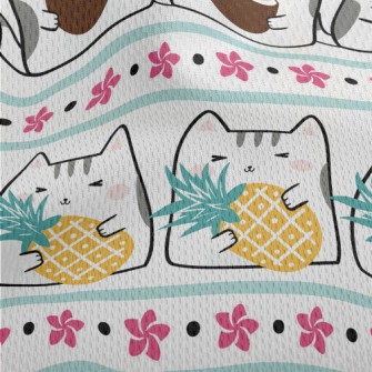 Cute Cat Eating Fruit Athletic Mesh Flat Back