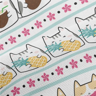 Cute Cat Eating Fruit Performance Linen