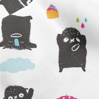 Happy Little Black Monster Micro Fleece