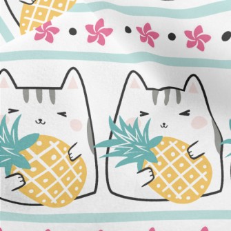 Cute Cat Eating Fruit Micro Fleece