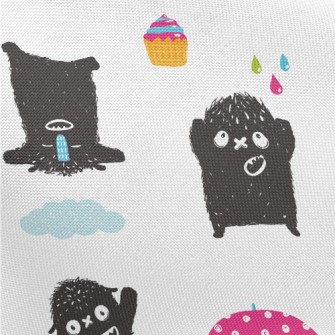 Happy Little Black Monster Pongee