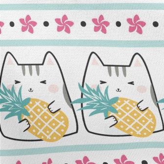 Cute Cat Eating Fruit Pongee