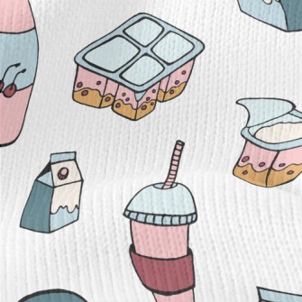 Hand Drawn Berry Dairy Product Stretch Jersey