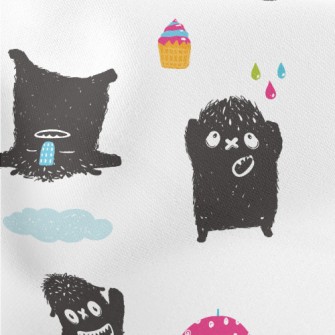 Happy Little Black Monster Lightweight Cotton Poplin
