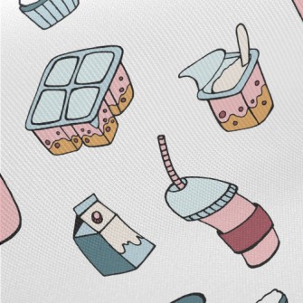 Hand Drawn Berry Dairy Product Midweight Cotton Poplin
