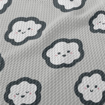 Cartoon Hand Drawn White Cloud Birdseye Piqué